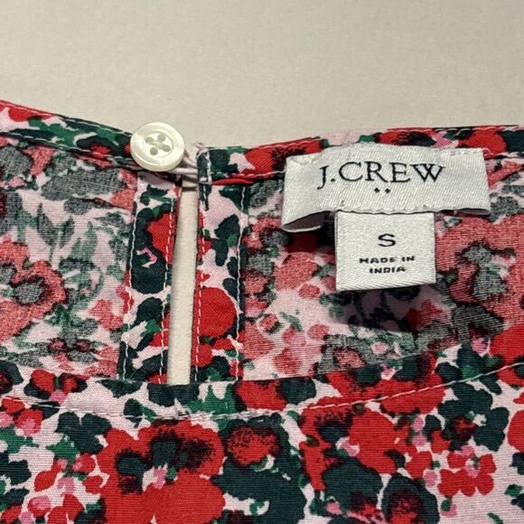 J.Crew Red Floral Cotton Poplin Ruffle Blouse Women’s Small Long Sleeve Pullover - Picture 5 of 10